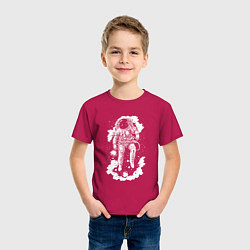 Футболка хлопковая детская Космонавт среди звезд, цвет: маджента — фото 2