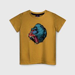 Футболка хлопковая детская Mandrill monkey, цвет: горчичный