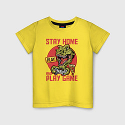 Футболка хлопковая детская Stay home and play game, цвет: желтый