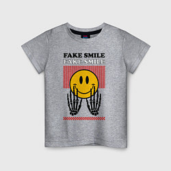 Футболка хлопковая детская Fake smile quote, цвет: меланж