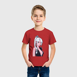 Футболка хлопковая детская Шэдоухарт - серебрянные волосы, цвет: красный — фото 2