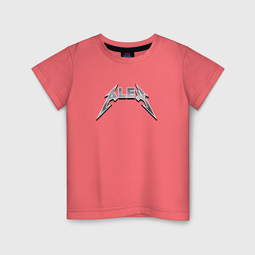 Детская футболка Алекс - в стиле рок-группы металлика / Коралловый – фото 1