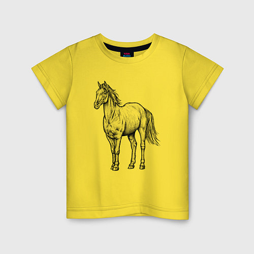 Детская футболка Лошадь стоит / Желтый – фото 1