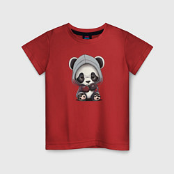 Футболка хлопковая детская Грустная панда, цвет: красный