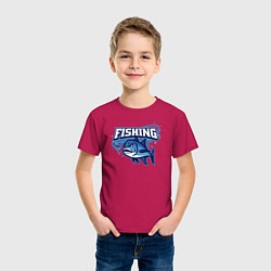 Футболка хлопковая детская Fishing style, цвет: маджента — фото 2