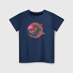 Футболка хлопковая детская Funny fish, цвет: тёмно-синий