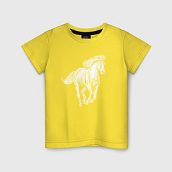 Футболка хлопковая детская Белая лошадь скачет, цвет: желтый