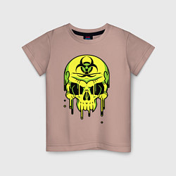 Футболка хлопковая детская Biohazard skull, цвет: пыльно-розовый