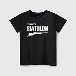 Футболка хлопковая детская Biathlon - снайпер, цвет: черный