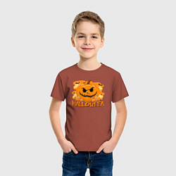 Футболка хлопковая детская Orange holiday halloween, цвет: кирпичный — фото 2