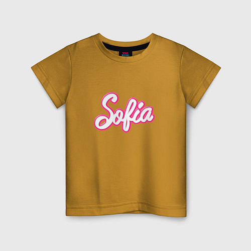Детская футболка София в стиле Барби - объемный шрифт / Горчичный – фото 1