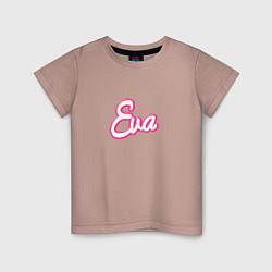 Футболка хлопковая детская Ева в стиле барби - объемный шрифт, цвет: пыльно-розовый