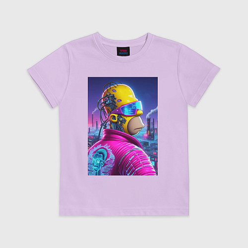 Детская футболка Профиль Гомера Симпсона - нейросеть / Лаванда – фото 1