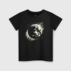 Футболка хлопковая детская Луна в космосе, цвет: черный