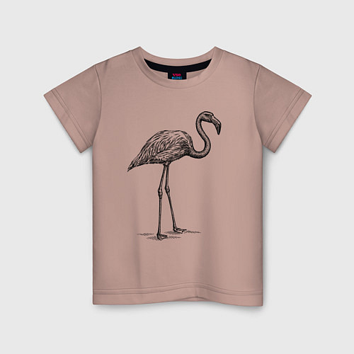 Детская футболка Фламинго стоит / Пыльно-розовый – фото 1