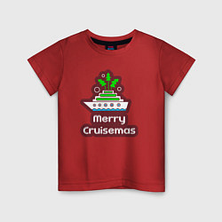 Футболка хлопковая детская Merry cruismas, цвет: красный