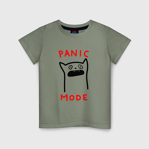 Детская футболка Panic mode - котик / Авокадо – фото 1