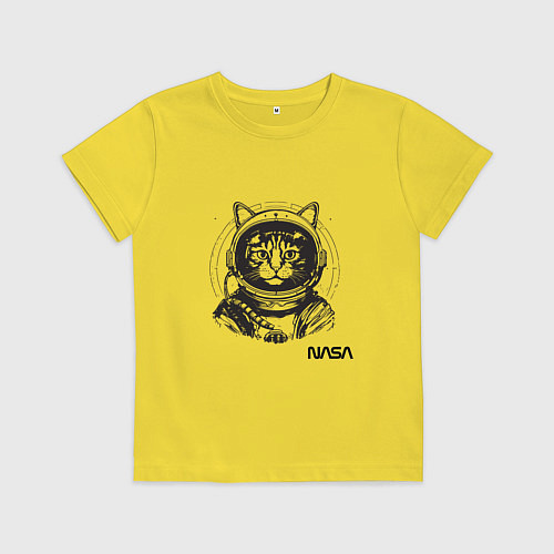 Детская футболка Кот - космонавт - nasa / Желтый – фото 1
