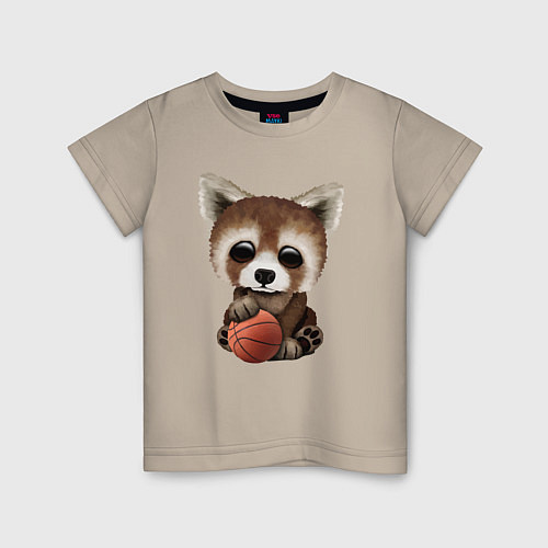 Детская футболка Красная панда баскетболист / Миндальный – фото 1