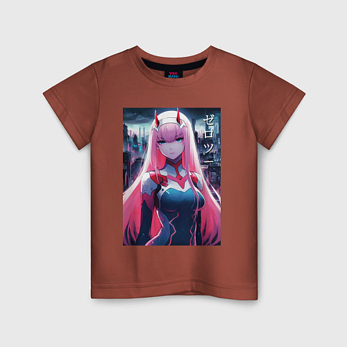 Детская футболка Darling in the Franxx - zero two - ai art / Кирпичный – фото 1