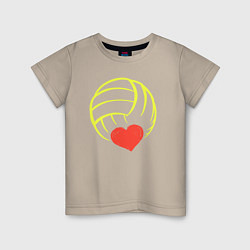 Футболка хлопковая детская Volley love, цвет: миндальный