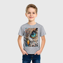Футболка хлопковая детская Глаз совы - нейросеть, цвет: меланж — фото 2