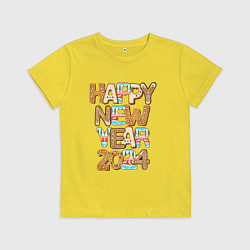 Футболка хлопковая детская С новым годом 2024!, цвет: желтый
