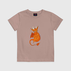 Футболка хлопковая детская Оранжевый дракон, цвет: пыльно-розовый