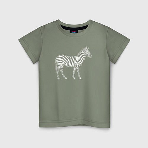 Детская футболка Гравюра зебра в профиль / Авокадо – фото 1