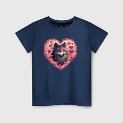 Футболка хлопковая детская Влюбленный волк, цвет: тёмно-синий