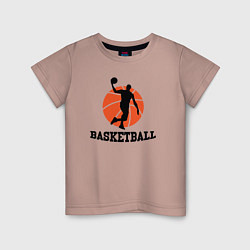 Футболка хлопковая детская Баскетбольный стиль, цвет: пыльно-розовый
