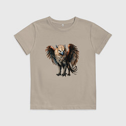 Футболка хлопковая детская Грифон охристый, цвет: миндальный