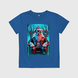 Детская футболка Медведь на кибер троне - нейросеть