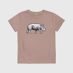 Футболка хлопковая детская Носорожик спешит, цвет: пыльно-розовый