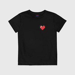 Футболка хлопковая детская Пиксельное сердечко, цвет: черный