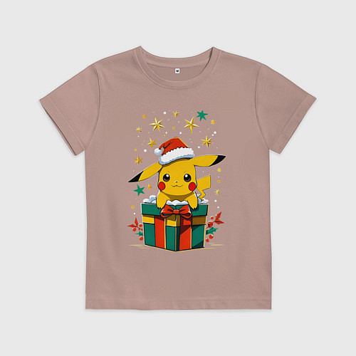 Детская футболка Новогодний пика-пика / Пыльно-розовый – фото 1