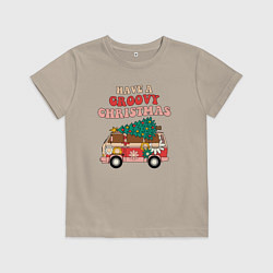 Футболка хлопковая детская Захватывающего Рождества, цвет: миндальный