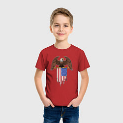 Футболка хлопковая детская США орёл, цвет: красный — фото 2