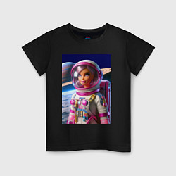 Футболка хлопковая детская Барби - крутой космонавт, цвет: черный