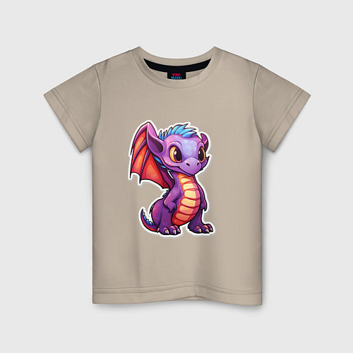 Детская футболка Милый фиолетовый дракончик / Миндальный – фото 1