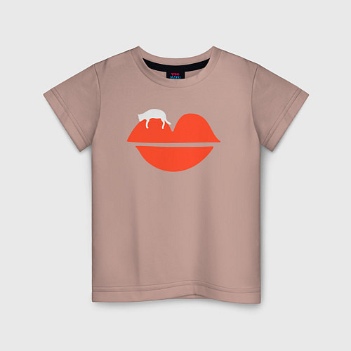 Детская футболка Kitty kiss / Пыльно-розовый – фото 1