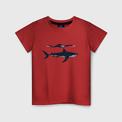 Футболка хлопковая детская Акула в профиль, цвет: красный