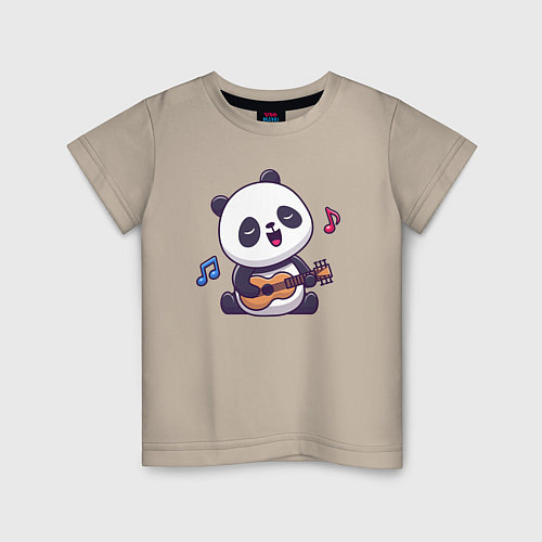 Детская футболка Панда с гитарой / Миндальный – фото 1