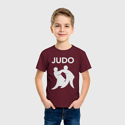 Футболка хлопковая детская Warriors judo, цвет: меланж-бордовый — фото 2