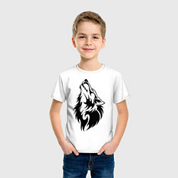 Футболка хлопковая детская Воющий волк, цвет: белый — фото 2