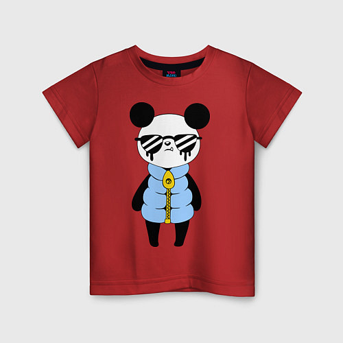 Детская футболка Крутой панда / Красный – фото 1