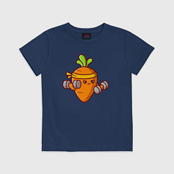 Футболка хлопковая детская Морковь на спорте, цвет: тёмно-синий