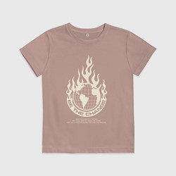 Футболка хлопковая детская Be the change fire, цвет: пыльно-розовый