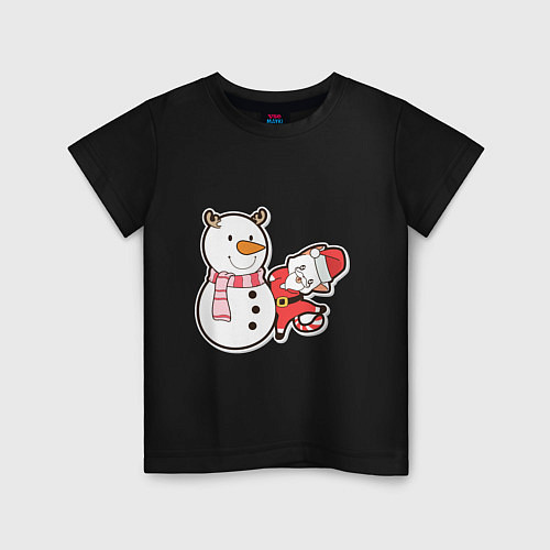 Детская футболка Новогодние котики / Черный – фото 1