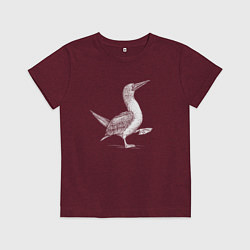 Футболка хлопковая детская Олуша шагает, цвет: меланж-бордовый